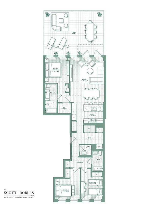 Floor plan of residence 2B