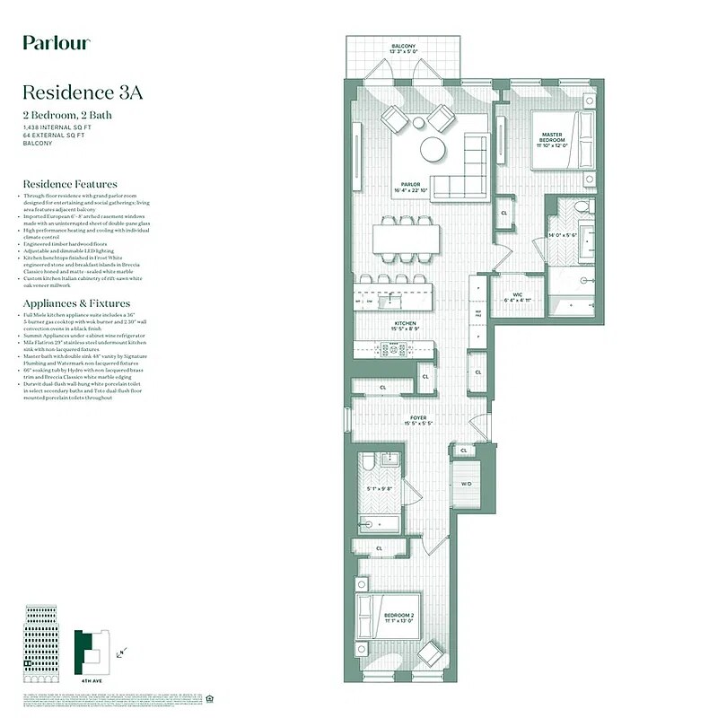 Floor plan of residence 3A