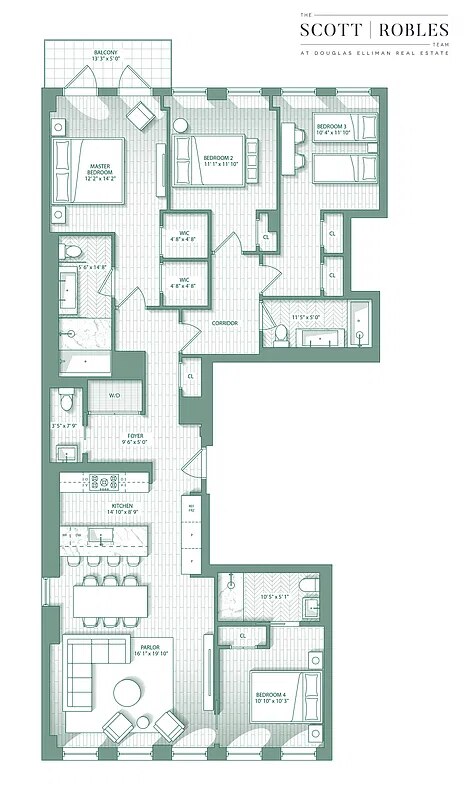 Floor plan of residence 5A