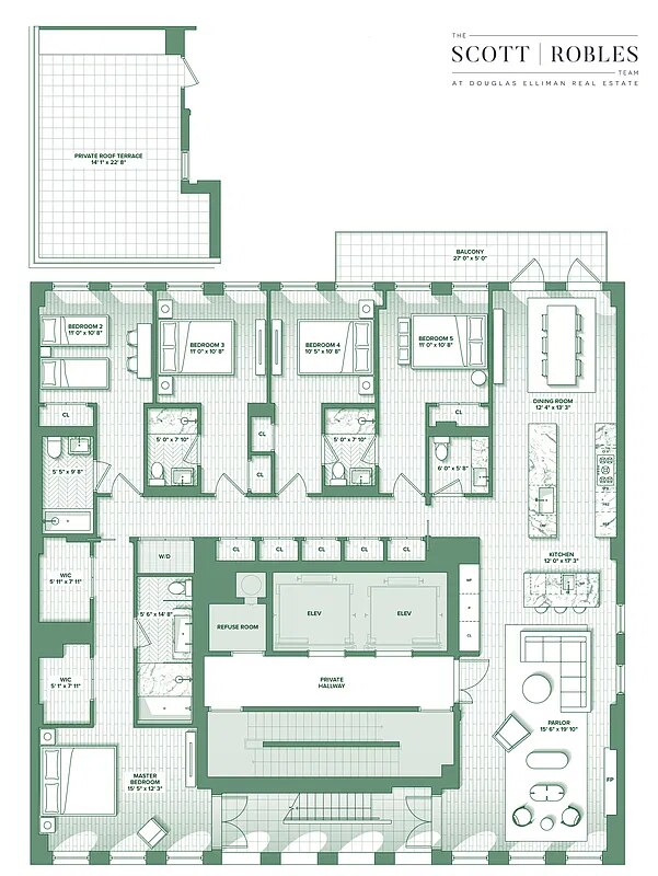 Typical penthouse floor plan, shown: residence PH12